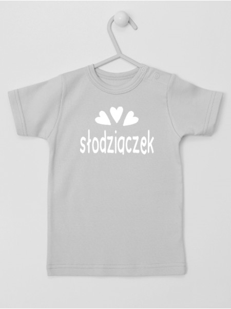 Napis Słodziaczek z Trzema Sercami - koszulka niemowlęca