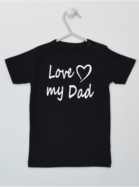 Love My Dad Nadruk Biały z Sercem - koszulka z napisem