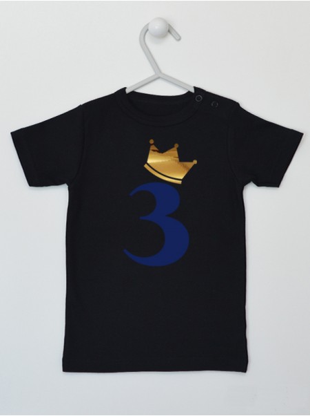  Trójka Granatowa z Koroną - koszulka na trzecie urodziny