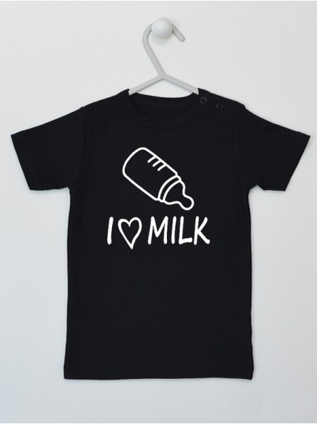 I Love Milk z Serduszkiem i Butelką - koszulka z nadrukiem