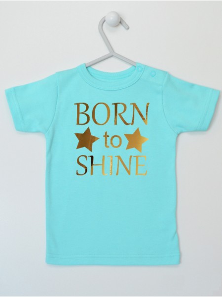 Born To Shine Nadruk Złoty z Gwiazdkami - t-shirt niemowlęcy