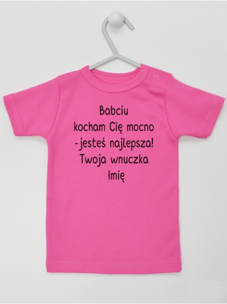 Babciu Kocham Cię Mocno + Imię - koszulka dla dziewczynki