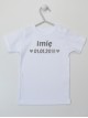 Imię oraz Data Urodzenia Dziecka Nadruk Srebrny - koszulka z metryczką