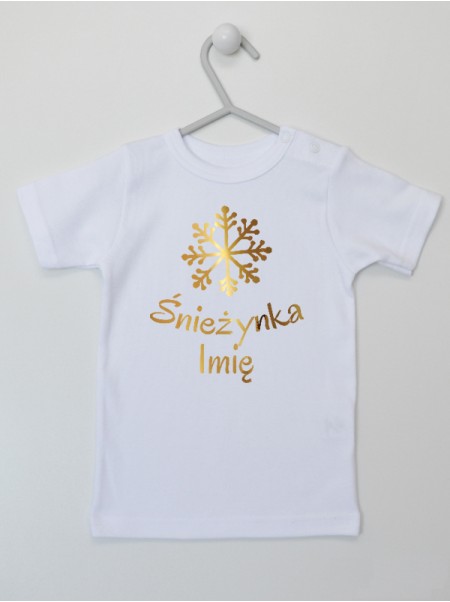 Śnieżynka Złota z Imieniem Dziecka - koszulka na święta Bożego Narodzenia
