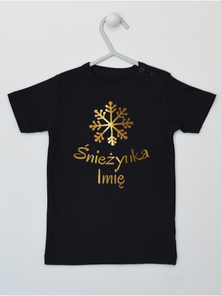 Śnieżynka Złota z Imieniem Dziecka - koszulka na święta Bożego Narodzenia
