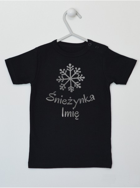 Śnieżynka Nadruk Srebrny z Imieniem - koszulka świąteczna