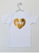 Serce Złoty Nadruk z Imieniem Maluszka - koszulka niemowlęca
