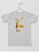 Świąteczny Jelonek Nadruk Złoty + Imię - koszulka na Boże Narodzenie
