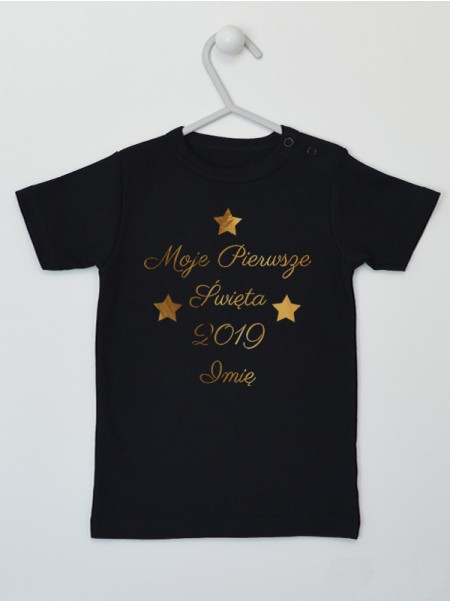 Moje Pierwsze Święta 2022 Nadruk Złoty - koszulka z imieniem