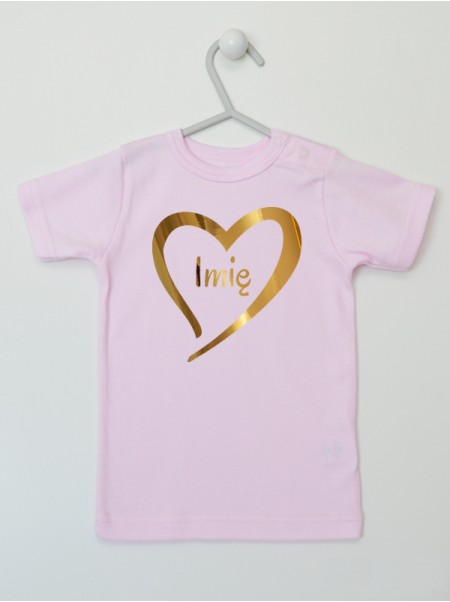 Serduszko Złoty Nadruk z Imieniem dziecka - koszulka personalizowana