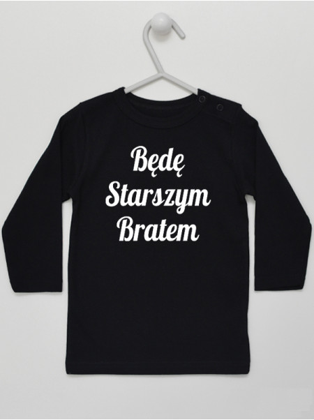 Koszulka Będę Starszym Bratem rozmiar 86, kolor czarny, długi rękaw