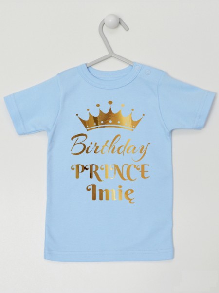Birthday Prince z Koroną i Imieniem - koszulka na roczek