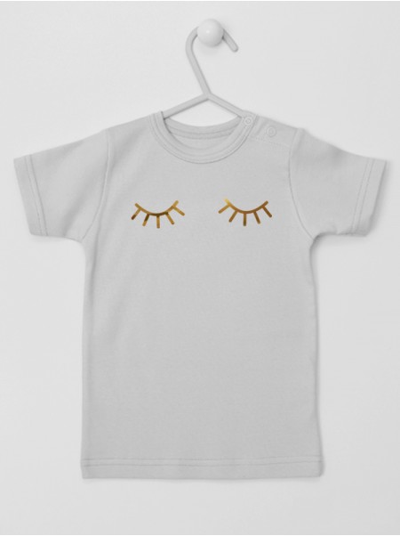 Nadruk Złoty Śpiące Oczy - koszulka bawełniana