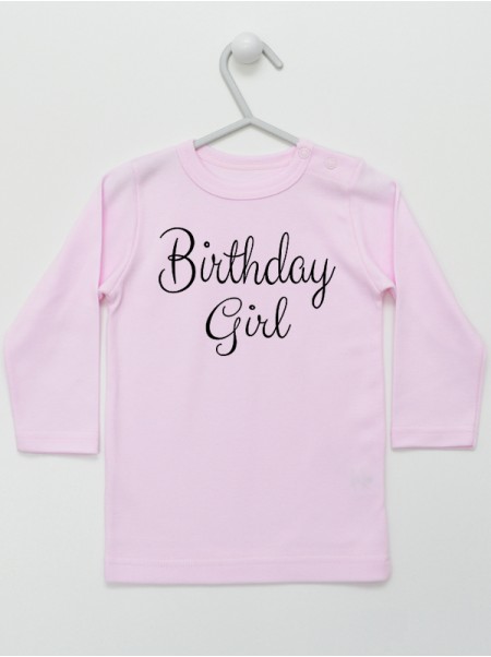 Birthday Girl Nadruk Czarny - koszulka na urodzinki