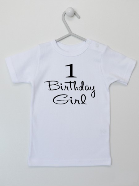 Jedynka i Napis Birthday Girl - koszulka na pierwsze urodziny
