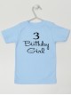 Trójka i Napis Czarny Birthday Girl - koszulka 3 na urodziny