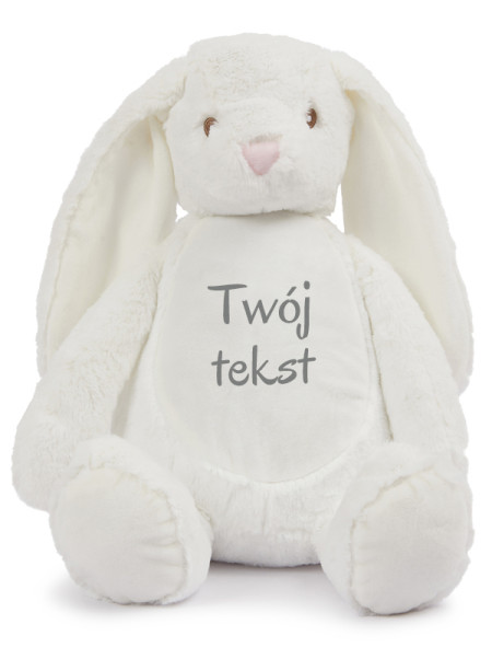 Maskotka Króliczek Biały z Twoim Napisem 45 cm - duży pluszak dla niemowląt Maskotka Króliczek Biały z Twoim Napisem 45 cm - duży pluszak dla niemowląt