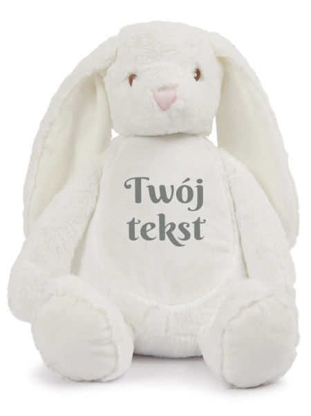 Maskotka Króliczek Biały z Twoim Napisem 45 cm - duży pluszak dla niemowląt Maskotka Króliczek Biały z Twoim Napisem 45 cm - duży pluszak dla niemowląt