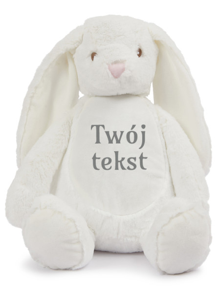 Maskotka Króliczek Biały z Twoim Napisem 45 cm - duży pluszak dla niemowląt Maskotka Króliczek Biały z Twoim Napisem 45 cm - duży pluszak dla niemowląt