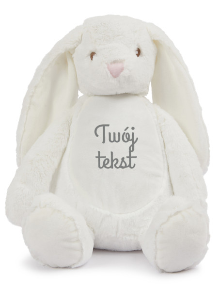 Maskotka Króliczek Biały z Twoim Napisem 45 cm - duży pluszak dla niemowląt Maskotka Króliczek Biały z Twoim Napisem 45 cm - duży pluszak dla niemowląt