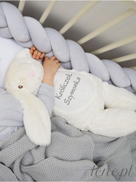 Maskotka Króliczek Biały z Twoim Napisem 45 cm - duży pluszak dla niemowląt Maskotka Króliczek Biały z Twoim Napisem 45 cm - duży pluszak dla niemowląt