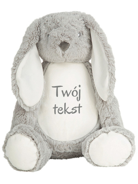  Króliczek Szary z Twoim Tekstem 45 cm - duża maskotka dla niemowląt