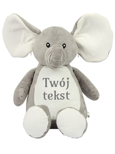 Słonik Szary z Twoim Napisem 42 cm - duży pluszak dla niemowląt