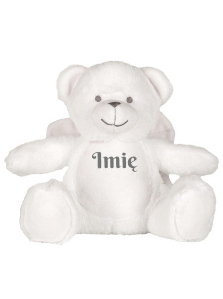 Biały Miś Aniołek – Personalizowana Przytulanka 22 cm