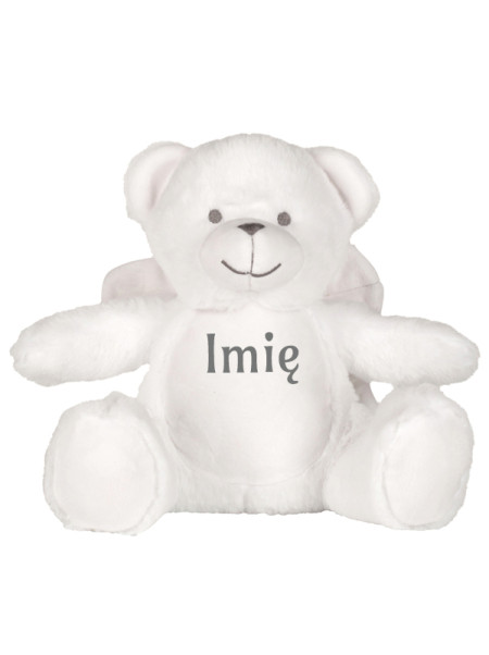 Biały Miś Aniołek – Personalizowana Przytulanka 22 cm