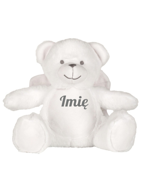 Biały Miś Aniołek – Personalizowana Przytulanka 22 cm