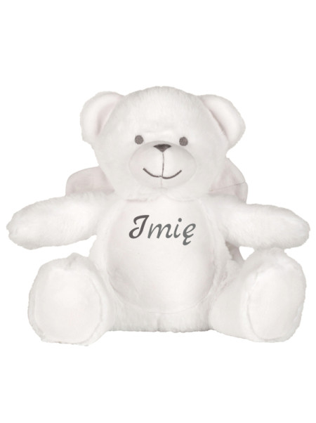Biały Miś Aniołek – Personalizowana Przytulanka 22 cm