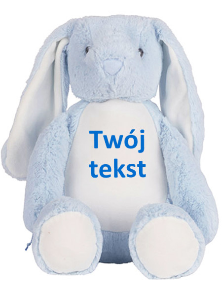  Niebieski Króliczek z Twoim Napisem – Personalizowana Maskotka 45 cm