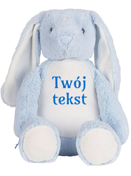  Niebieski Króliczek z Twoim Napisem – Personalizowana Maskotka 45 cm