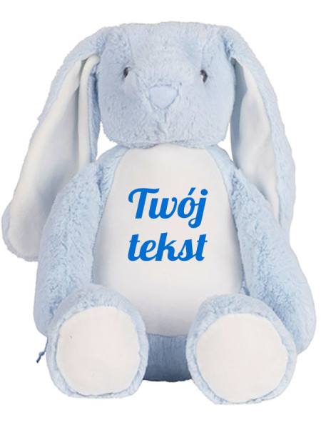  Niebieski Króliczek z Twoim Napisem – Personalizowana Maskotka 45 cm