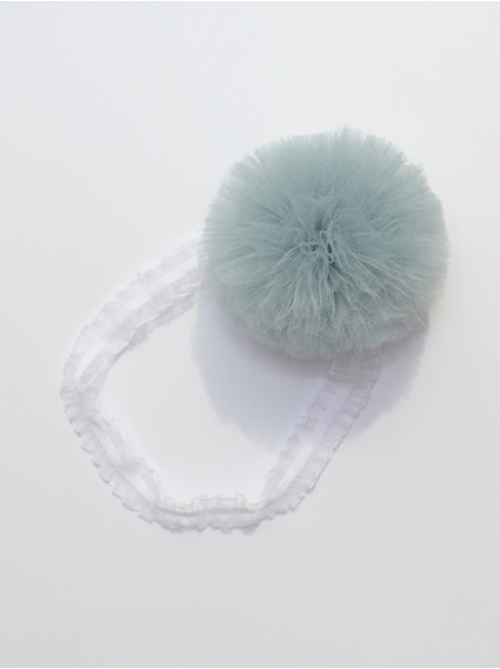 Opaska Pompon Tiulowy Szary Opaska Pompon Tiulowy Szary