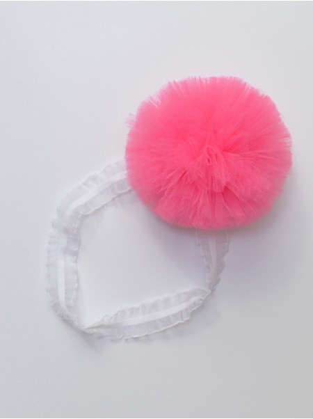 Opaska Pompon Tiulowy Róż Ciemny Opaska Pompon Tiulowy Róż Ciemny