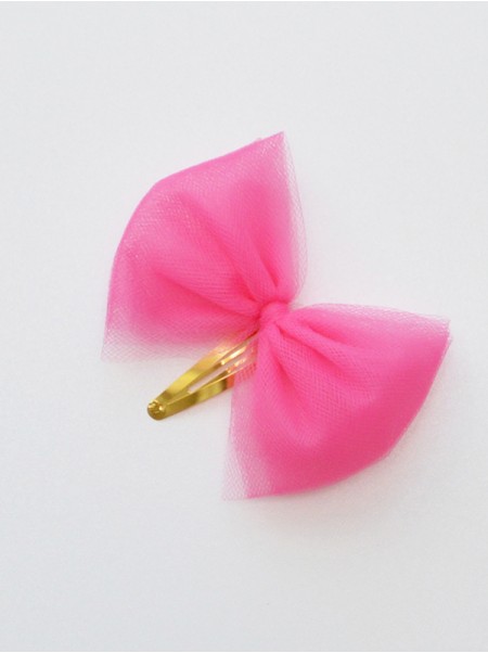 Kokarda z Tiulu o Kolorze Róż Ciemny - spinka do włosów dla dziewczynek