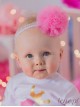  Róż Średni Pompon Tiulowy - opaska do włosów dla niemowląt