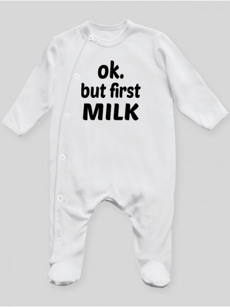 Ok But First Milk - pajac niemowlęcy