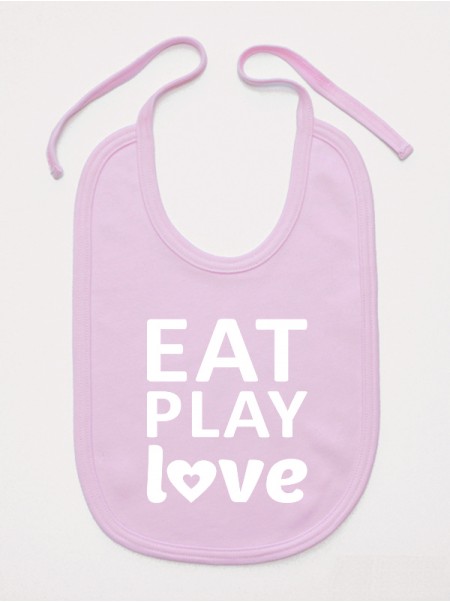 Eat Play Love - śliniak bawełniany z napisami