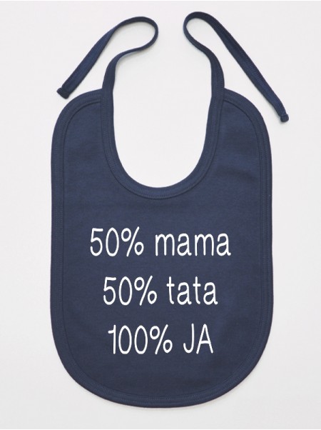 50% Mama 50% Tata 100% Ja - śliniaczek bawełniany 