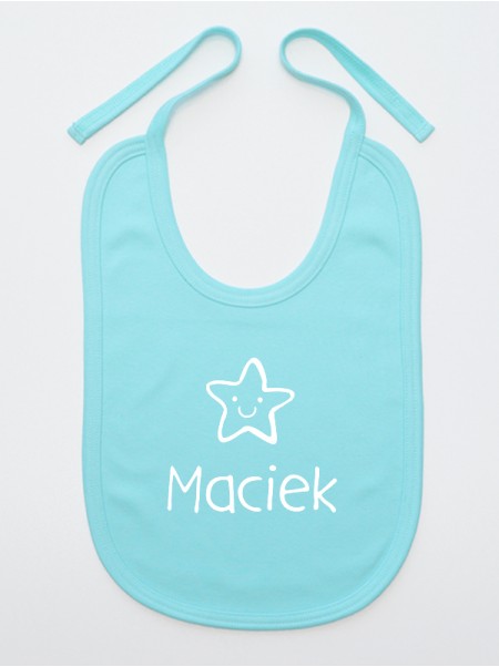 Śliniak Gwiazdka z imieniem Maciek kolor turkusowy Śliniak Gwiazdka z imieniem Maciek kolor turkusowy
