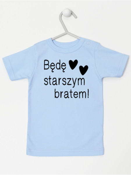 Koszulka Będę Starszym Bratem rozmiar 86, kolor błękitny, krótki rękaw