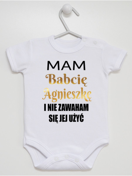 Body Mam Babcię Agnieszkę rozmiar 56, kolor biały, krótki rękaw