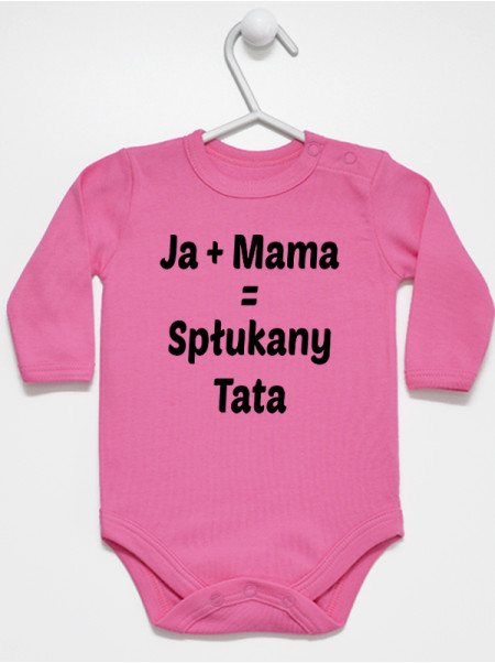 Body Ja+Mama = Spłukany Tata rozmiar 86, kolor ciemny róż, krótki rękaw
