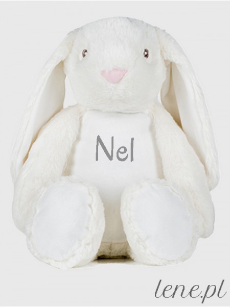  Króliczek Biały z Imieniem Nel 45 cm - pluszak dla niemowląt