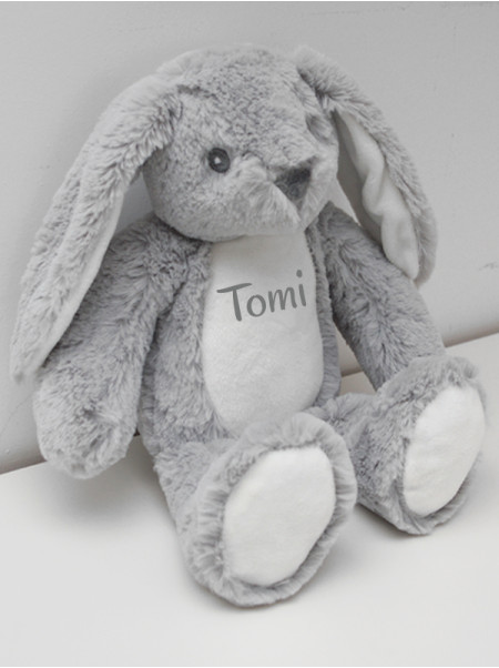 Maskotka Króliczek szary z Imieniem Tomi 30 cm 
