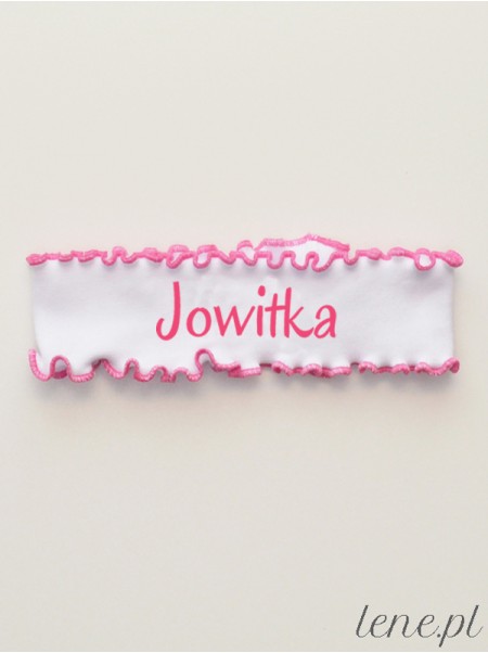  Napis Różowy z Imieniem Jowitka- opaska dla niemowląt