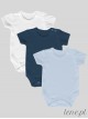Ubranka Komplet Bodziaków w Kolorach błękitny, biały, granatowy - ubranka dla chłopca bez nadruku 