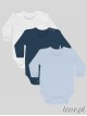 Ubranka Komplet Bodziaków w Kolorach błękitny, biały, granatowy - ubranka dla chłopca bez nadruku 